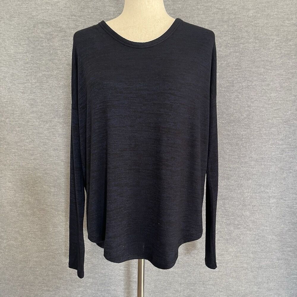 Rag & Bone Hudson Long Sleeve Tee Size M Blue Black Drape Top Capsule Minimalist